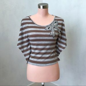 Love Scene Sequined Bow Tie Top